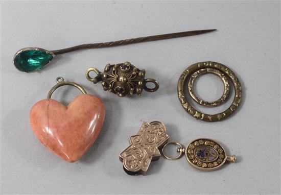 A Georgian clasp and mixed dress jewellery.